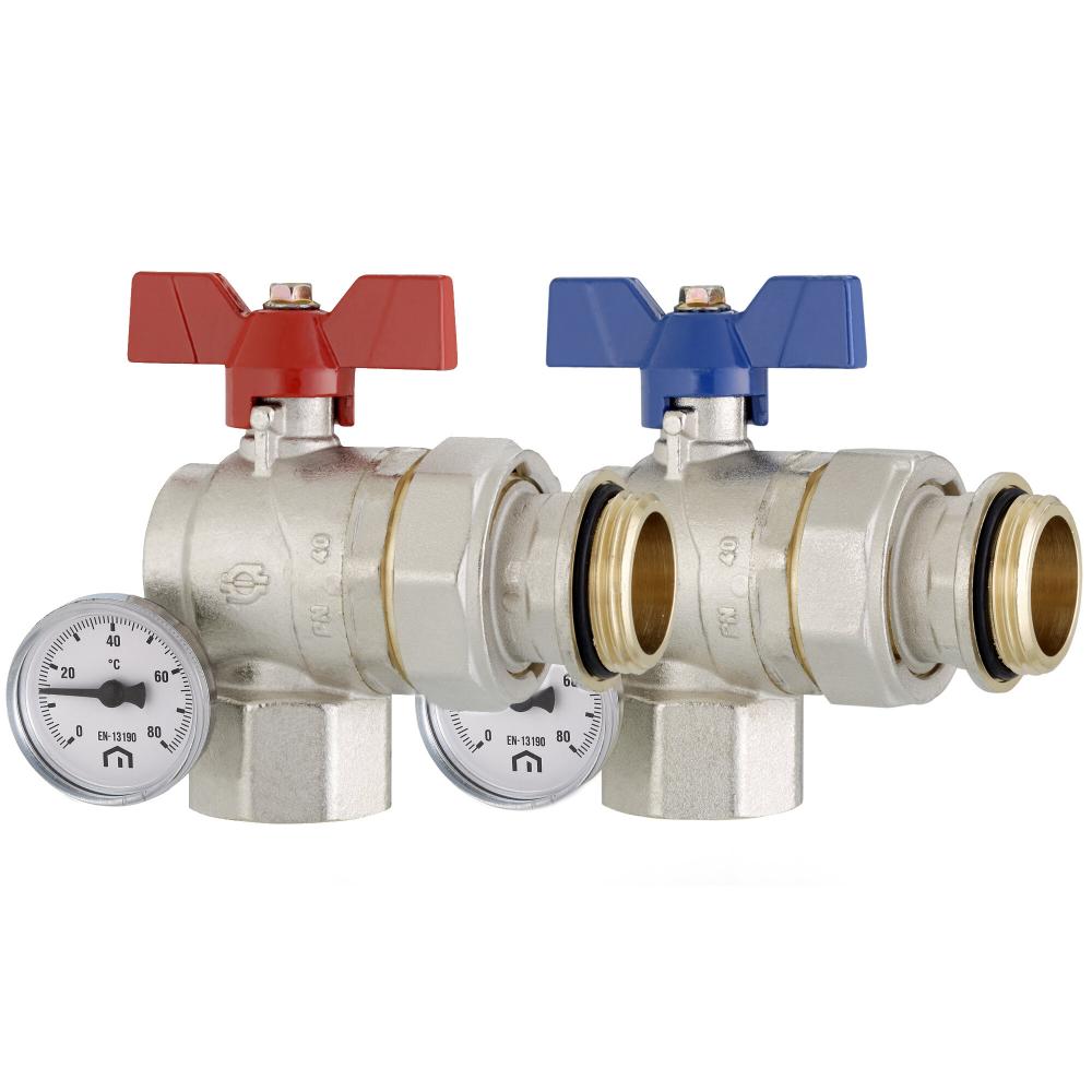EMMETI RIGHT ANGLED BALL VALVES WITH TEMPERATURE GAUGE